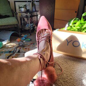 beautiful velvet salmon pink YOKI flats size 8.5.